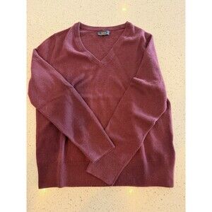 Quince Mongolian Cashmere V-Neck Pullover Sweater Burgundy Size L
